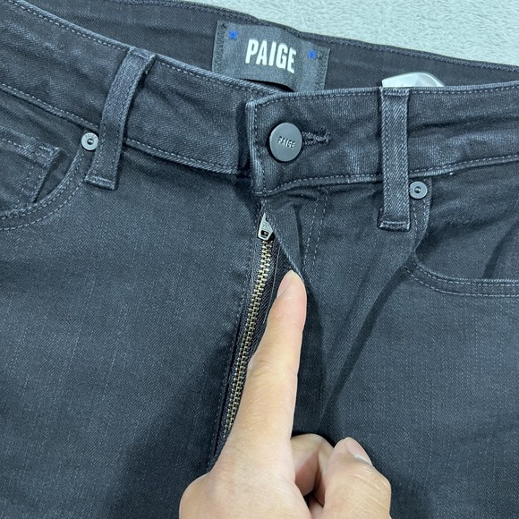 Paige Jeans Womens 27 Wide Leg Baggy Cropped Black Demin 24" Inseam - Picture 6 of 13